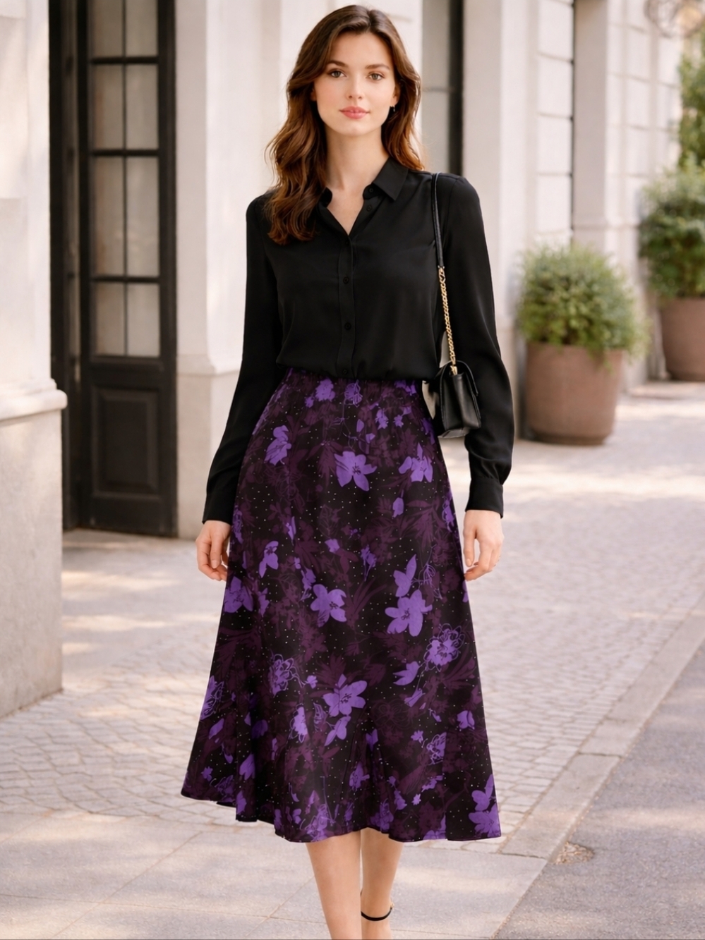 Carroll Reed | Vintage-Inspired Purple Mauve Midi Skirt Romantic Hemline